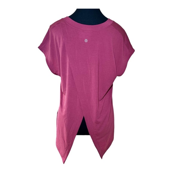 Athleta Women's V Neck Burgundy Top, Split Back, Cross-back, Size Small EUC - Picture 3 of 4